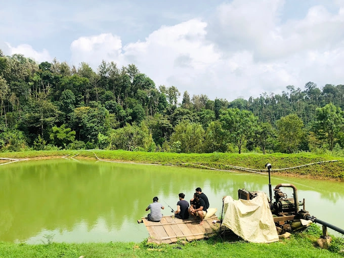 Group Enjoying Lake View Seating at Rosewood Stay, Coorg, Karnataka